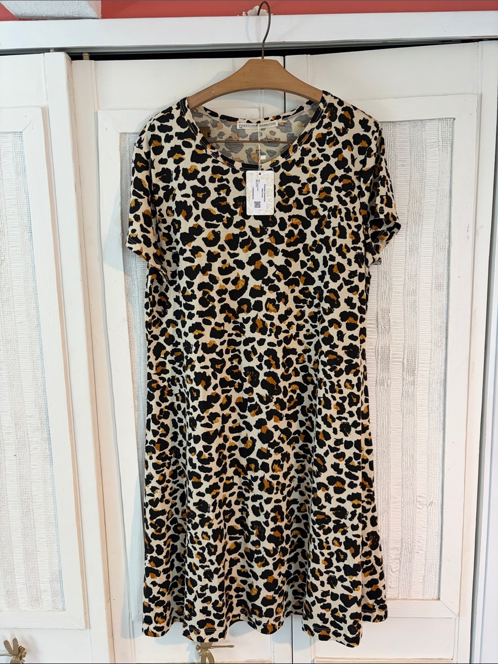 NWT Peruvian Connection leopard cotton Dress  size L